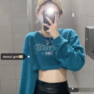 Chic Women's Hip Hop Sweatshirt - Thin Spring Autumn Style, Street Dance Jazz Top, American High Street Fashion, 港风 Inspired