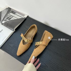 Chinese-Style Pointed-Toe Women's Mary Jane Shoes - Height-Increasing, Exquisite French Design for Spring & Autumn Fashion