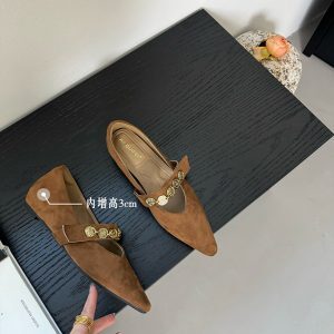 Chinese-Style Pointed-Toe Women's Mary Jane Shoes - Height-Increasing, Exquisite French Design for Spring & Autumn Fashion