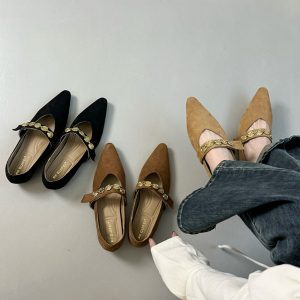 Chinese-Style Pointed-Toe Women's Mary Jane Shoes - Height-Increasing, Exquisite French Design for Spring & Autumn Fashion