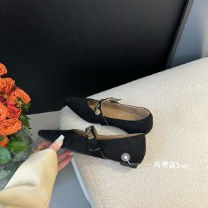Chinese-Style Pointed-Toe Women's Mary Jane Shoes - Height-Increasing, Exquisite French Design for Spring & Autumn Fashion