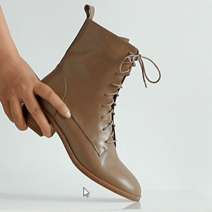 Chunky Heel Lace-Up Short Boots for Women - Genuine Leather Round Toe Mid Heel Martin Knight Boots for Autumn Winter Fashion