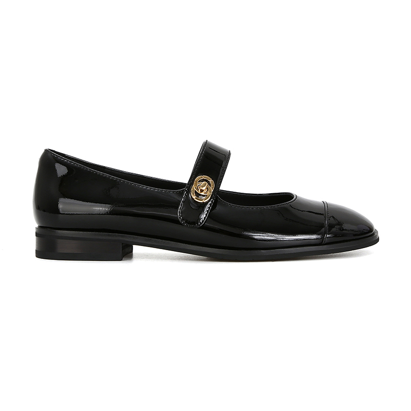 Chunky Heel Mary Jane Shoes for Women - Genuine Leather, French Retro Style, Spring Summer Collection, Low-Heeled Fashion Flats
