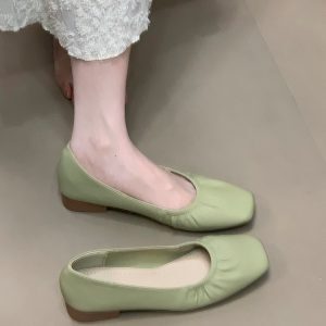 Chunky-Heeled Mary Jane Shoes for Women - Versatile Pleated Skirt Style, Low-Heeled Commuting Footwear, Comfortable Everyday Wear