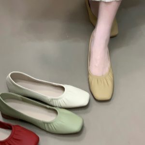 Chunky-Heeled Mary Jane Shoes for Women - Versatile Pleated Skirt Style, Low-Heeled Commuting Footwear, Comfortable Everyday Wear