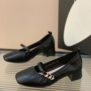 Chunky-Heeled Square-Toe Mary Jane Shoes for Women - Elegant Flats for Spring & Autumn 2025, Perfect for Skirts and Evening Wear