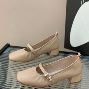 Chunky-Heeled Square-Toe Mary Jane Shoes for Women - Elegant Flats for Spring & Autumn 2025, Perfect for Skirts and Evening Wear