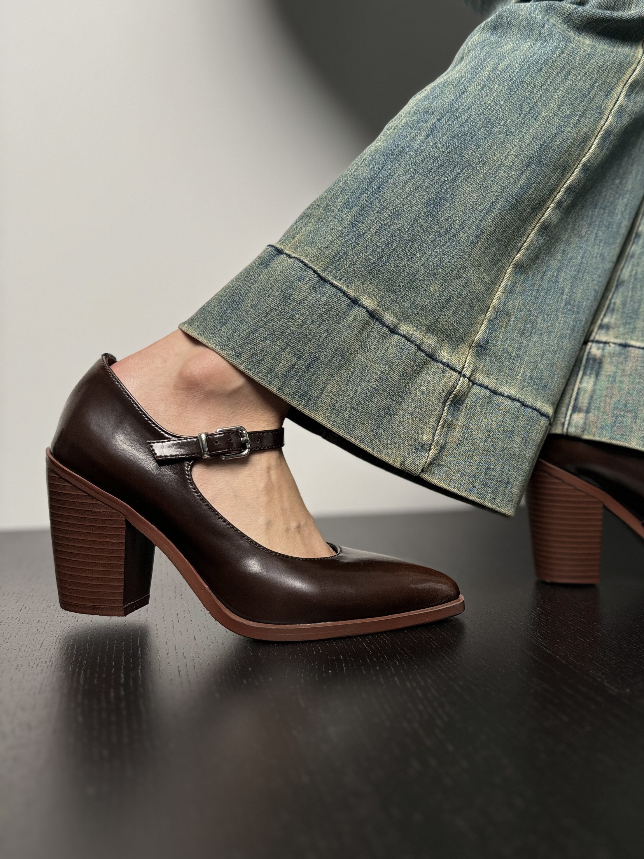 Chunky High Heel Mary Jane Shoes for Women - Pointed Toe, Shallow Mouth Design, Simple Fashionable Witch Style