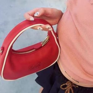 Color Block Hand-Sewn Half-Round Concave Shape Tote Bag - Trendy Crossbody for Women, Stylish Internet Celebrity Look 2025