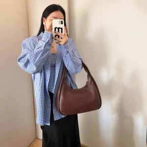 Color Block Hand-Sewn Half-Round Concave Shape Tote Bag - Trendy Crossbody for Women, Stylish Internet Celebrity Look 2025