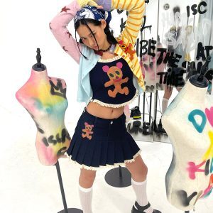 Color-Block Knitted Cardigan Sweater in Yellow and Blue - Trendy Dopamine Knitwear for Y2K Style