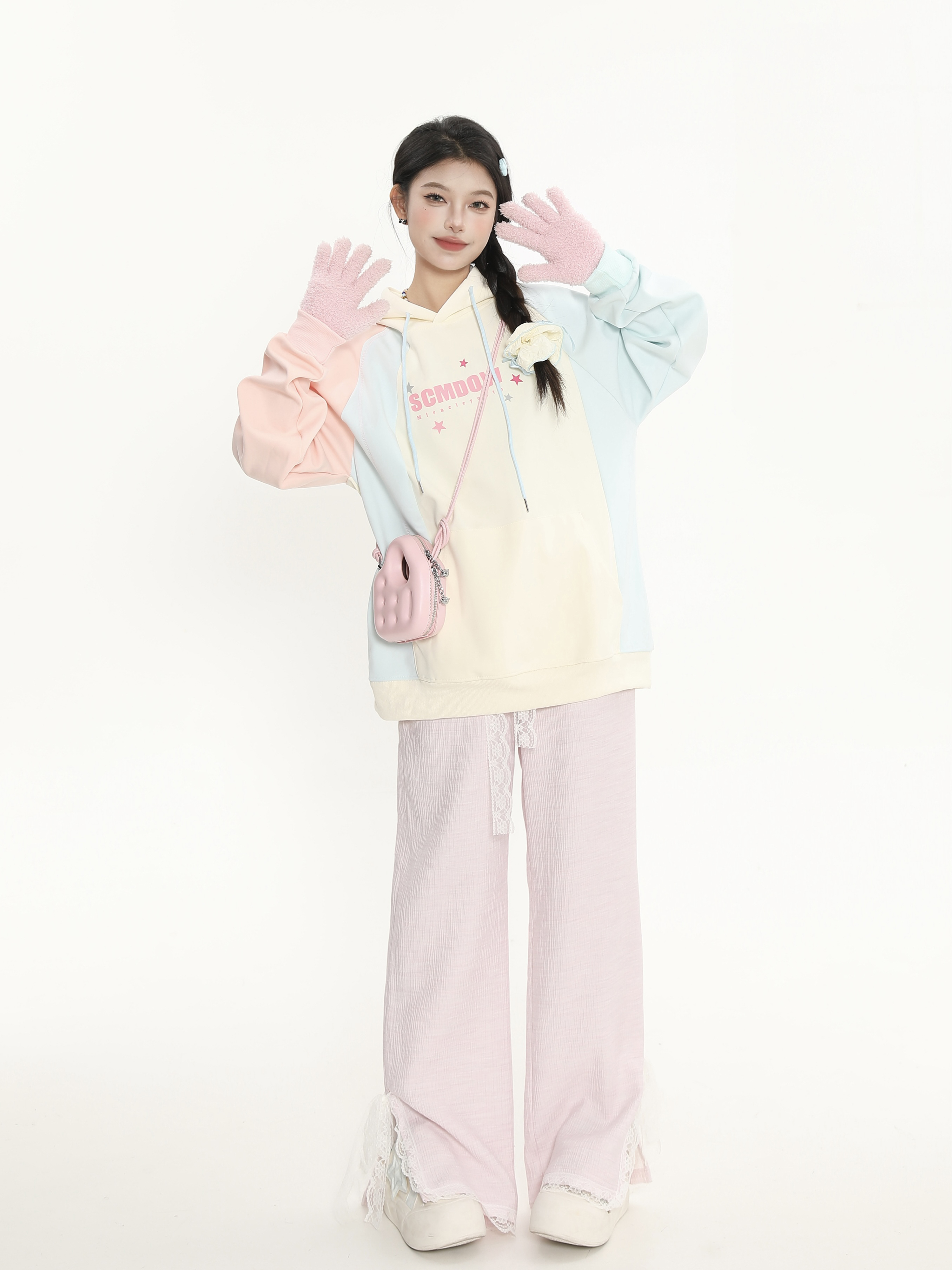 Color Block Spliced Hoodie for Women - Sweet Girl Loose Fit Autumn Jacket in Korean Style