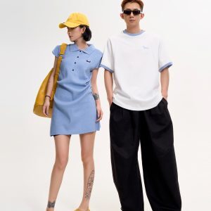 Color-Blocked Dog Embroidery Round Neck Short Sleeve T-Shirt for Women - Summer Loose Slimming Versatile Top in Korean Style