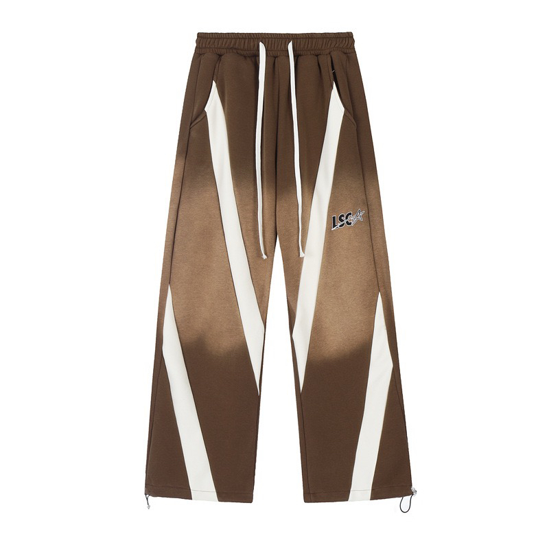 Color-Blocked Fleece Jazz Tapered Sweatpants with Faux Two-Piece Short Top for Autumn Winter Dance Style