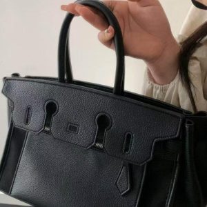 Color-Blocked Lightweight Luxury Canvas Handbag - Versatile Kelly Style Shoulder & Crossbody Bag for Everyday Chic