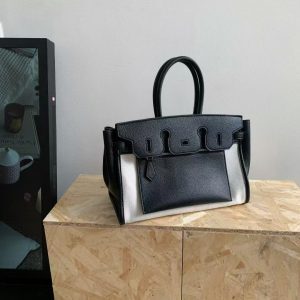 Color-Blocked Lightweight Luxury Canvas Handbag - Versatile Kelly Style Shoulder & Crossbody Bag for Everyday Chic