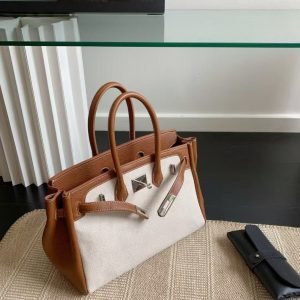 Color-Blocked Lightweight Luxury Canvas Handbag - Versatile Kelly Style Shoulder & Crossbody Bag for Everyday Chic
