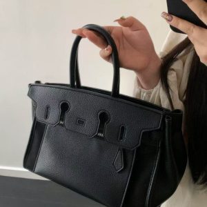 Color-Blocked Lightweight Luxury Canvas Handbag - Versatile Kelly Style Shoulder & Crossbody Bag for Everyday Chic