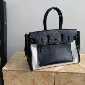 Color-Blocked Lightweight Luxury Canvas Handbag - Versatile Kelly Style Shoulder & Crossbody Bag for Everyday Chic