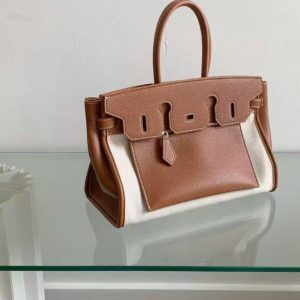 Color-Blocked Lightweight Luxury Canvas Handbag - Versatile Kelly Style Shoulder & Crossbody Bag for Everyday Chic