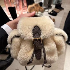 Color-Blocking Furry Backpack for Women, Plush Ins Style Bag for Class and Commuting, Trendy 2025 Model