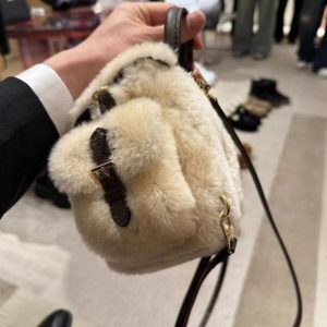 Color-Blocking Furry Backpack for Women, Plush Ins Style Bag for Class and Commuting, Trendy 2025 Model