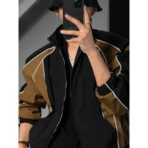 Color-Blocking Splicing Dragon Dadao Sports Suit - Retro American High Street Autumn Trendy Outdoor Activewear