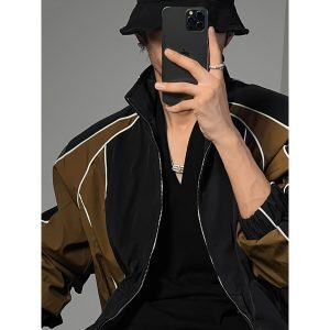 Color-Blocking Splicing Dragon Dadao Sports Suit - Retro American High Street Autumn Trendy Outdoor Activewear