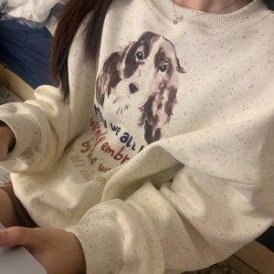 Colorful Print Round Neck Long Sleeve Sweatshirt for Men and Women - American Vintage Casual Top for Autumn, Loose Fit Style