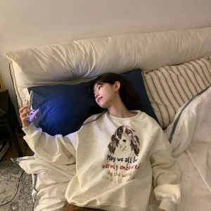Colorful Print Round Neck Long Sleeve Sweatshirt for Men and Women - American Vintage Casual Top for Autumn, Loose Fit Style
