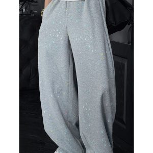 Colorful Star Rhinestone Design Loose Curved Blade Casual Long Pants - Summer Heavywork Style for Versatile Y2K Fashion