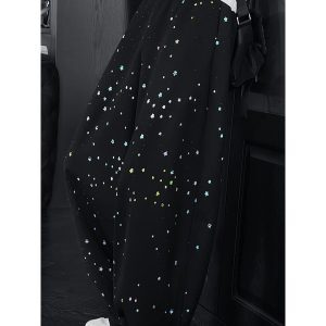 Colorful Star Rhinestone Design Loose Curved Blade Casual Long Pants - Summer Heavywork Style for Versatile Y2K Fashion