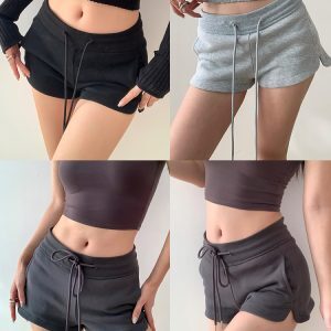 Comfortable Minimalist Solid Color Wide-Leg Sports Shorts for Women - Versatile American Style Activewear for Everyday Wear