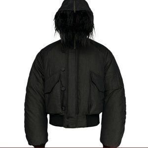 Cotton N2B Bomber Jacket with Carnivorous Flower Print, 3M Thinsulate, Short Wide Silhouette, Curved Sleeves, Y2K Style