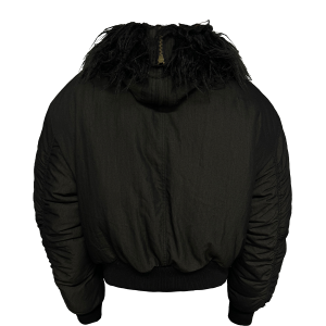 Cotton N2B Bomber Jacket with Carnivorous Flower Print, 3M Thinsulate, Short Wide Silhouette, Curved Sleeves, Y2K Style