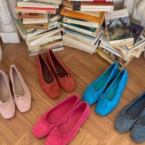 Cowhide French Round-Toe Ballet Flats for Women, Slip-On Casual Loafers, Soft-Soled Grandma Shoes, Comfortable Everyday Footwear