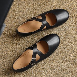 Cross Strap Flat Ballet Shoes for Women - Round Toe Silver French Style, Versatile for Skirts, Y2K Chic