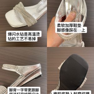 Crystal-Embellished Open-Toe Sandals for Women - Elegant One-Strap Flip-Flops in Celebrity Style, Perfect for Summer and Evening Wear