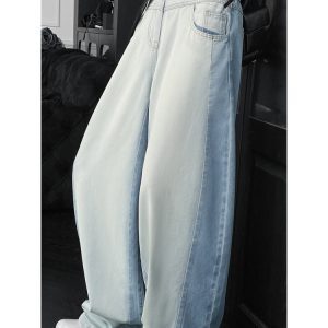 Curved Blade Jeans for Men - Trendy American Vintage Splicing Design, Versatile Loose Fit Summer Pants, Y2K Style