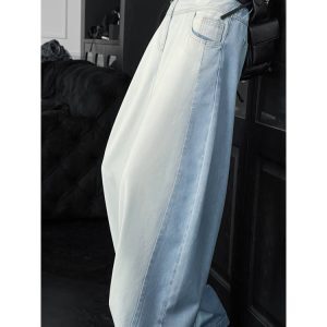Curved Blade Jeans for Men - Trendy American Vintage Splicing Design, Versatile Loose Fit Summer Pants, Y2K Style