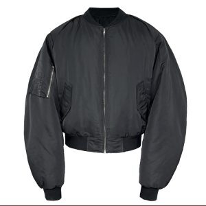 Curved Blade Profile Cotton Bomber Jacket - 3M Snow Velvet, 400g Armor Structure, Short Wide Fit, Trendy Winter Outerwear