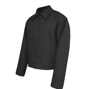 Curved Deconstruction C-Zipper Jacket - Short Wide Silhouette, Trendy Casual Outerwear, Modern Fashion Statement