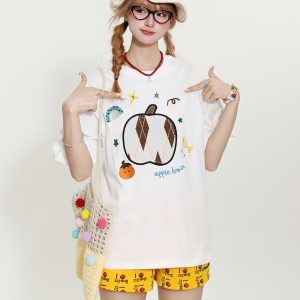 Cute Cartoon Bear Printed Short Sleeve T-Shirt for Women - Summer Loose Slim Fit Versatile Top, Y2K Style, Casual Fashion