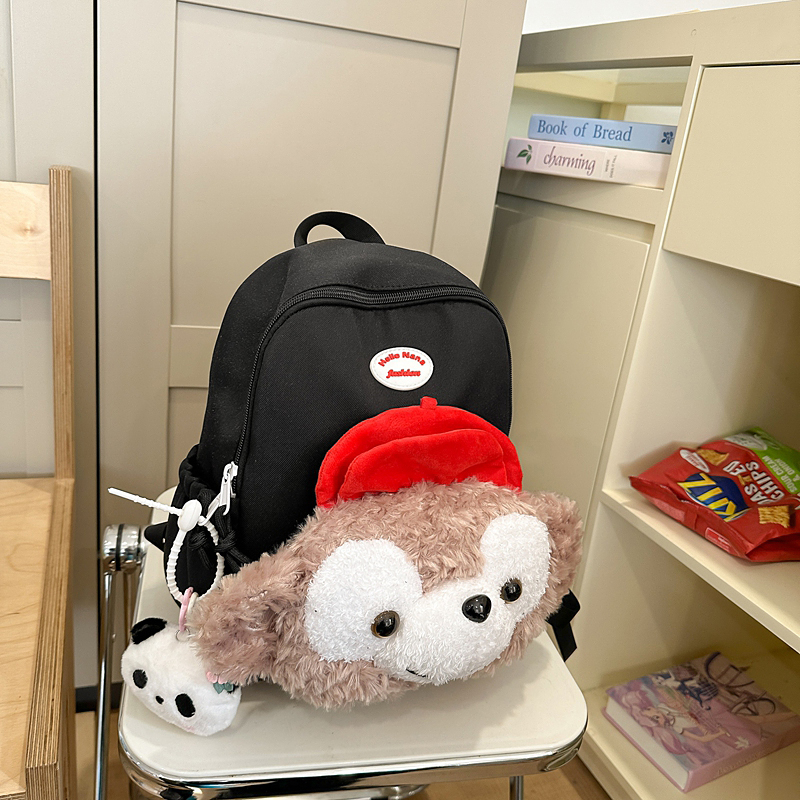Cute Cartoon Duffy Bear Plush Backpack for Girls - Adorable Big Face Design, Perfect Birthday Gift, Double Shoulder Small Bag