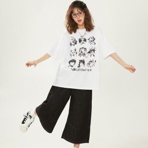 Cute Dog Print High Street T-Shirt for Women, Short Sleeve, Summer 2025 Loose Fit, Casual 90s Style Top