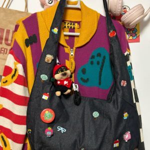 Cute Embroidered Denim Women's Crossbody Bag, Stylish Shoulder Commuter Bag for Students, Trendy Ins Fabric Design