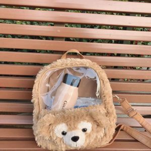 Cute Fluffy Duffy Bear Plush Backpack - Large Capacity Commuter Shoulder Tote Crossbody Bag for Y2K and Korean Style Fashion