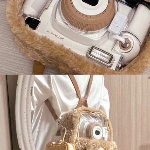 Cute Fluffy Duffy Bear Plush Backpack - Large Capacity Commuter Shoulder Tote Crossbody Bag for Y2K and Korean Style Fashion