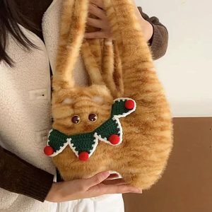 Cute Plush Cat Crossbody Bag for Women - Adorable Versatile Underarm Shoulder Bag for Autumn/Winter 2025 Trend