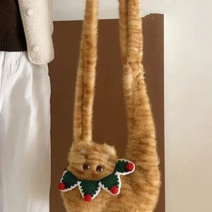 Cute Plush Cat Crossbody Bag for Women - Adorable Versatile Underarm Shoulder Bag for Autumn/Winter 2025 Trend